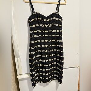 Nanette Lepore Black and Cream Striped Midi Dress